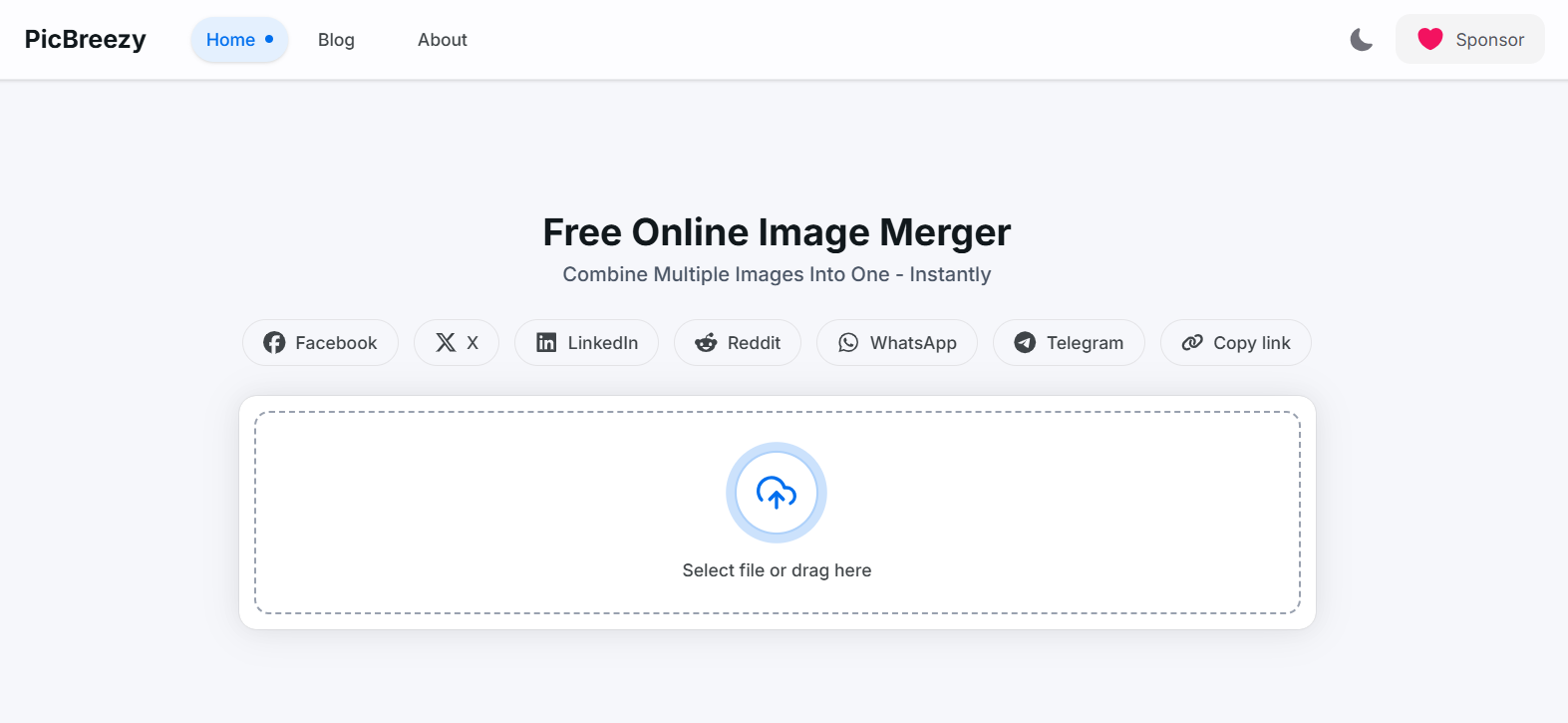 PicBreezy merge images hero preview